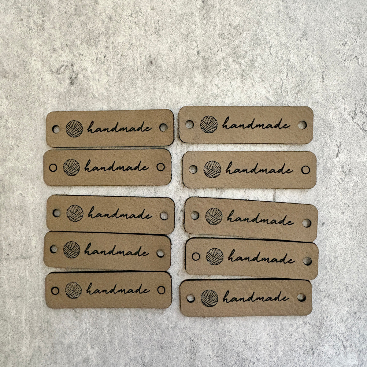 'Handmade' leather tags