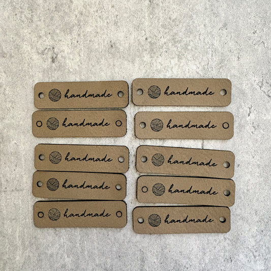'Handmade' leather tags