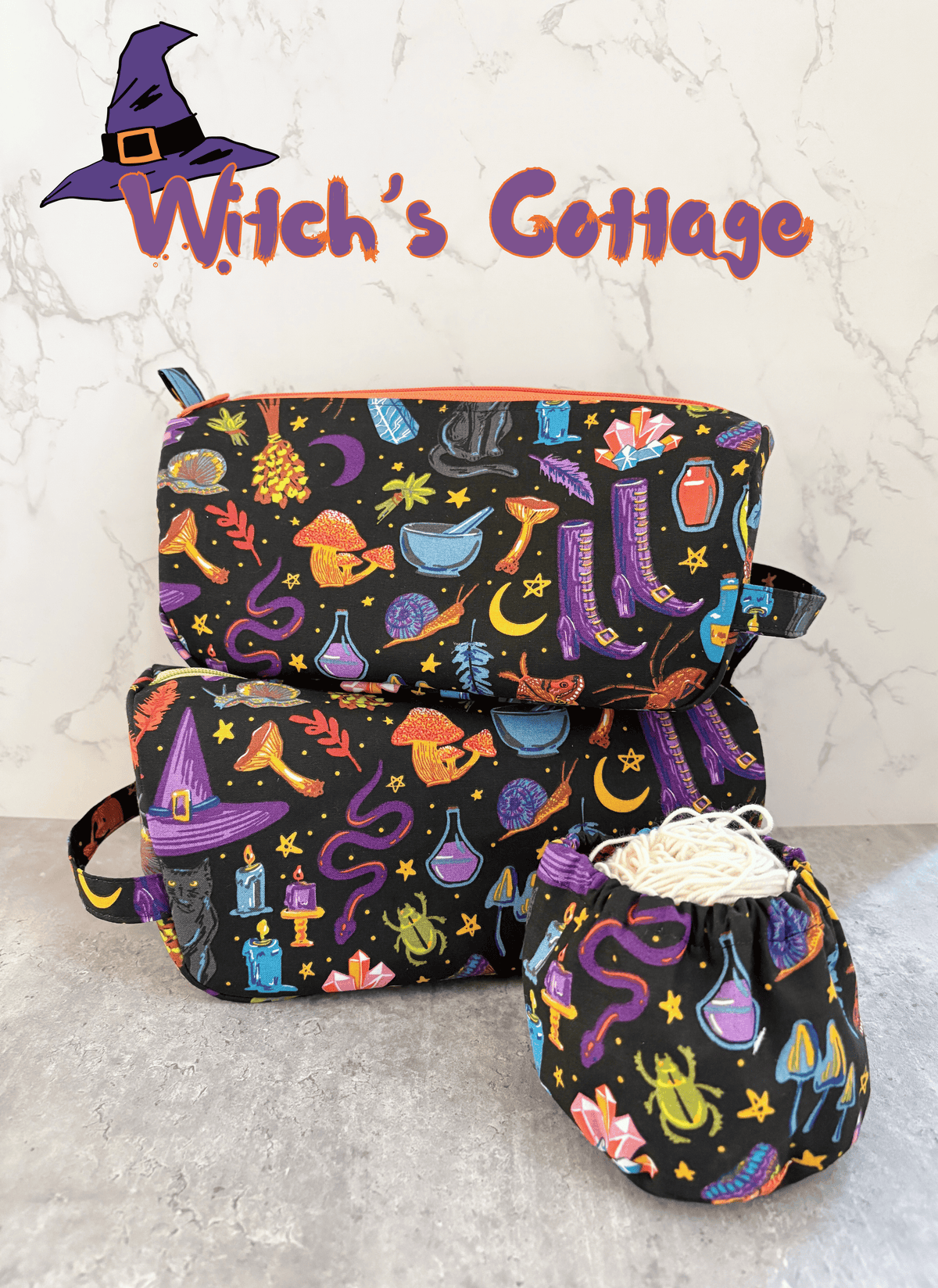 Witch's Cottage Sock Bag